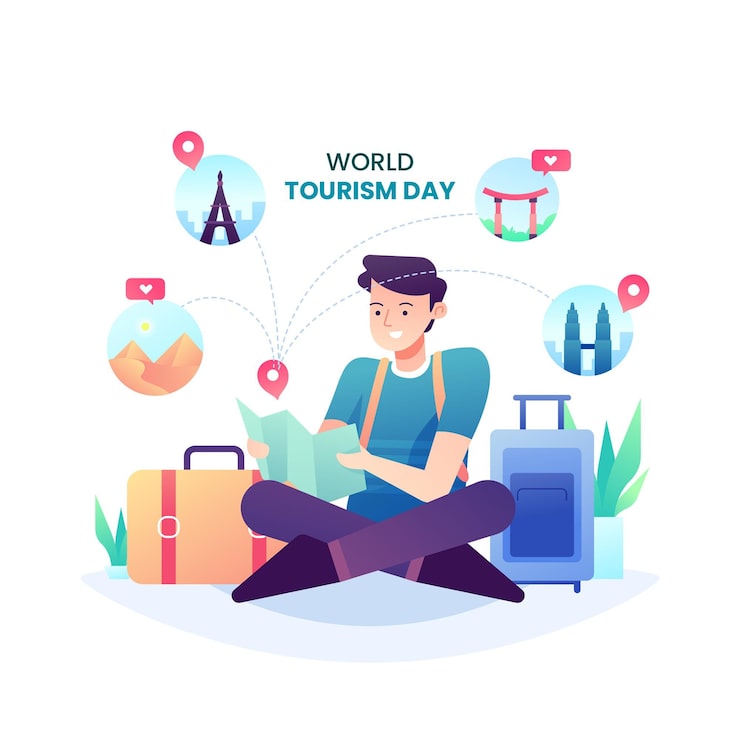 Miễn phí Vector bản đồ với hành lý lựa chọn điểm đến du lịch của mình