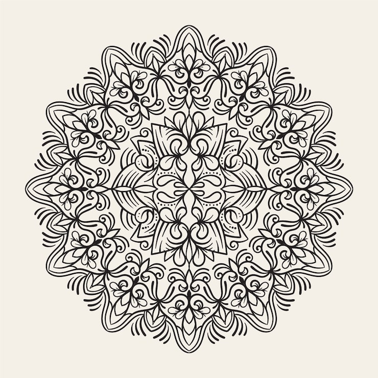 Miễn phí Vector bản vẽ hoa sen mandala vẽ tay