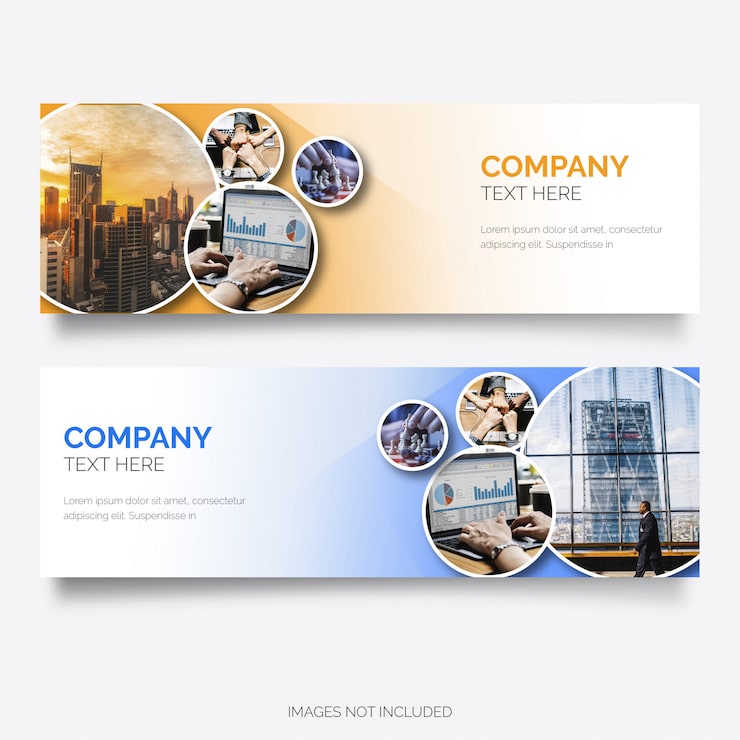Miễn phí Vector banner doanh nghiệp hiện đại với các hình tròn