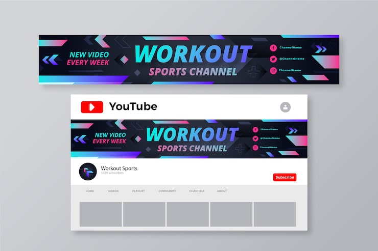 Miễn phí Vector banner youtube gradient màu sáng tạo