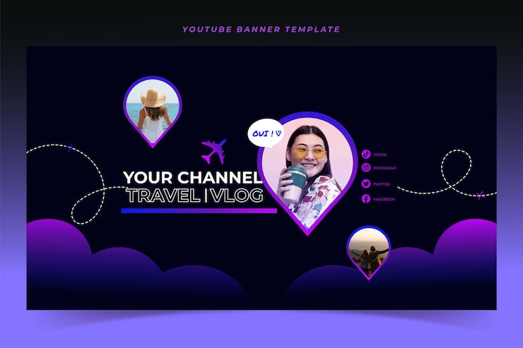Miễn phí Vector banner youtube truyền thông gradient