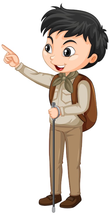Miễn phí Vector bé trai mặc trang phục safari trên nền cô lập