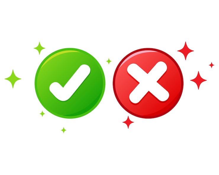 Miễn phí Vector bộ biểu tượng dấu kiểm và dấu gạch chéo
