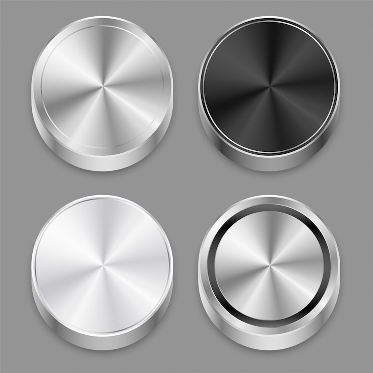Miễn phí Vector bộ biểu tượng kim loại chải 3d hình tròn chân thực