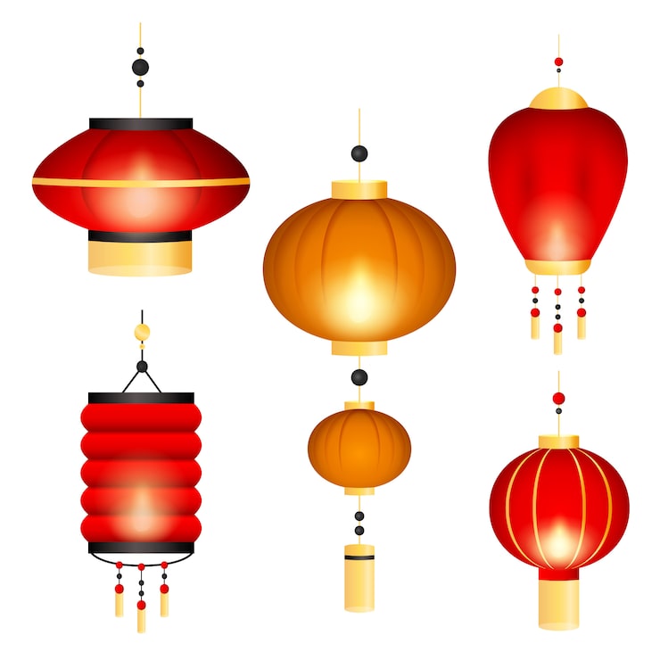Miễn phí Vector bộ đèn lồng trung quốc
