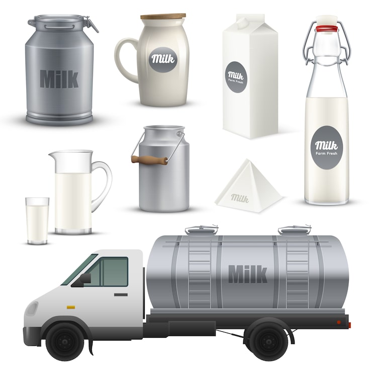 Miễn phí Vector bộ hộp đựng sữa thực tế