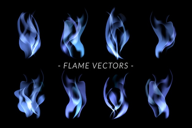 Miễn phí Vector bộ ngọn lửa xanh