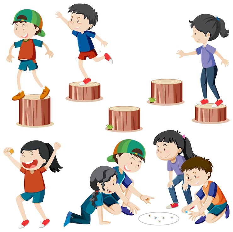 Miễn phí Vector bộ nhân vật trẻ em sân chơi