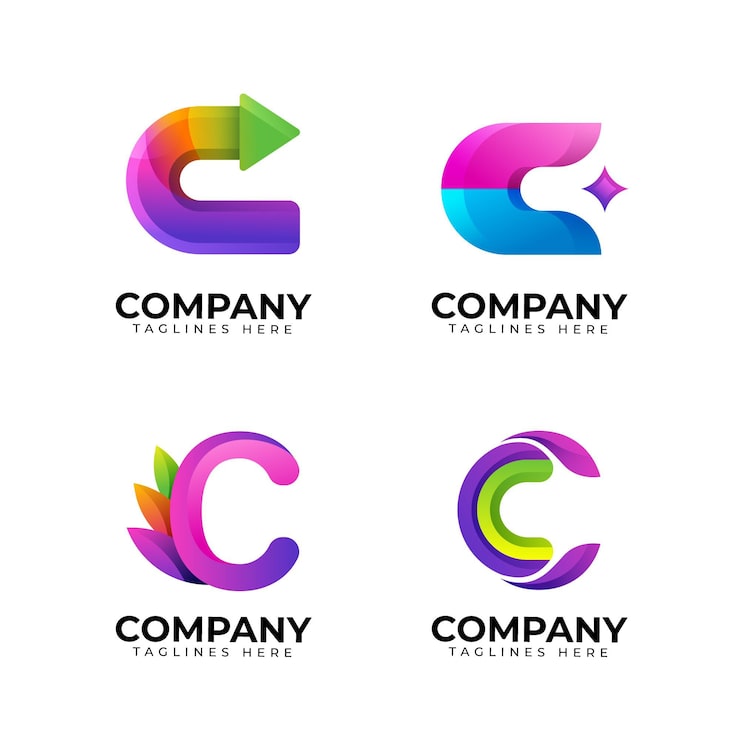 Miễn phí Vector bộ sưu tập logo chữ c màu gradient