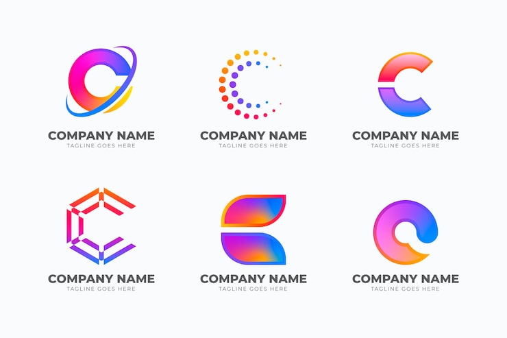 Miễn phí Vector bộ sưu tập mẫu logo chữ c màu gradient