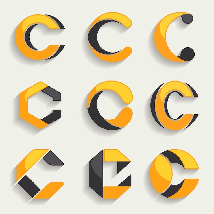 Miễn phí Vector bộ sưu tập mẫu logo chữ c phẳng