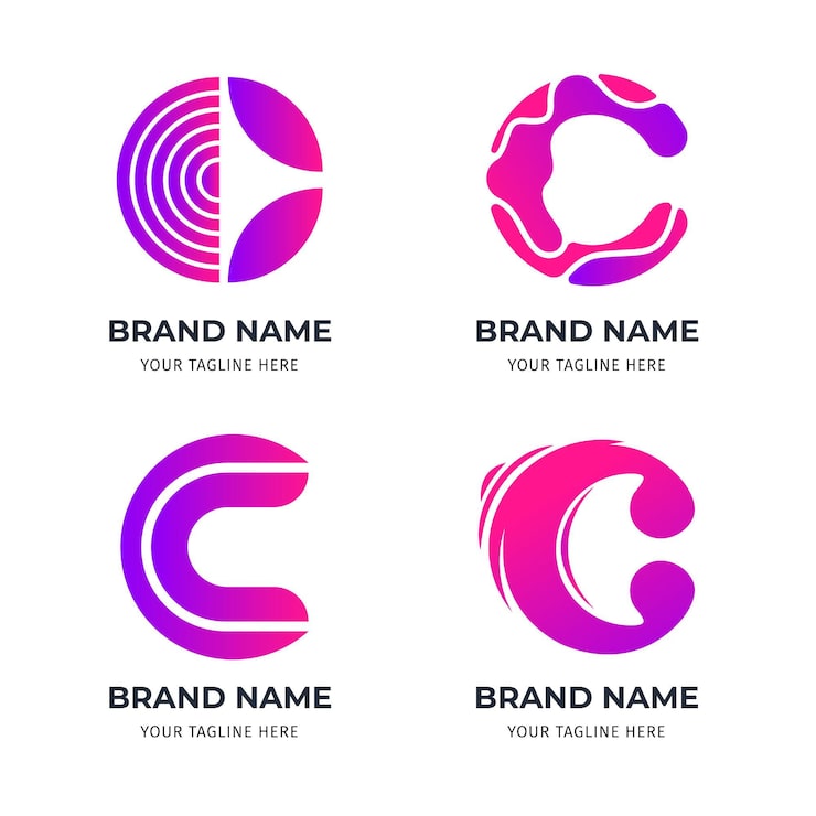 Miễn phí Vector bộ sưu tập mẫu logo phẳng chữ c