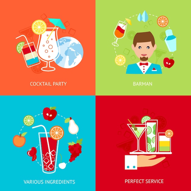 Miễn phí Vector bộ sưu tập thiết kế tiệc cocktail