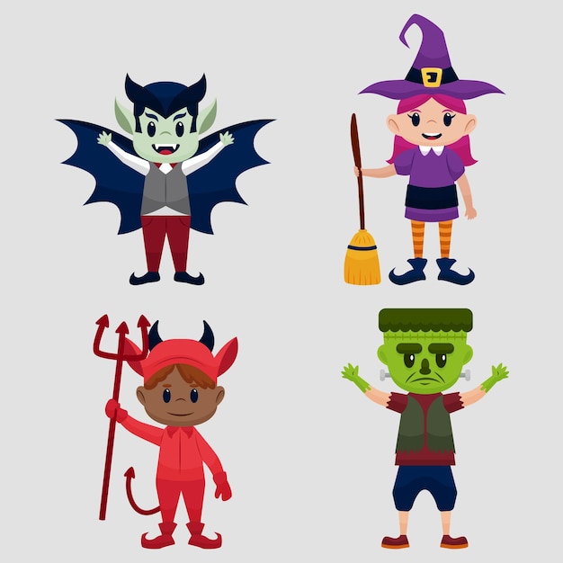 Miễn phí Vector bộ sưu tập trẻ em halloween