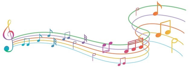 Miễn phí Vector các biểu tượng âm nhạc uốn lượn trên nền trắng