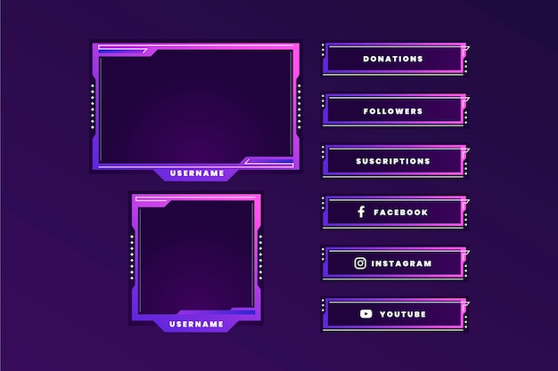 Miễn phí Vector các panel gradient trên twitch