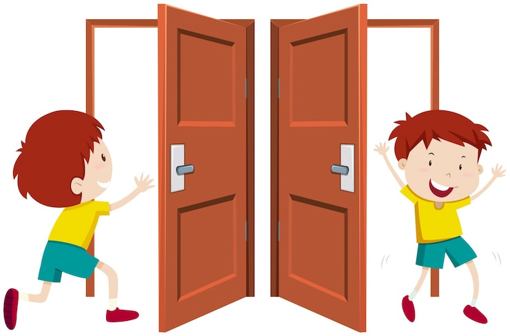 Miễn phí Vector cậu bé đi ra vào cửa