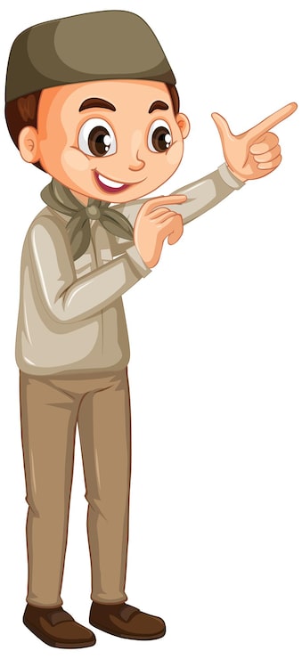 Miễn phí Vector cậu bé hồi giáo mặc đồng phục hướng đạo trên nền riêng biệt