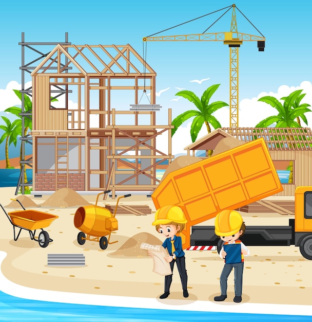 Miễn phí Vector công trường xây dựng và công nhân