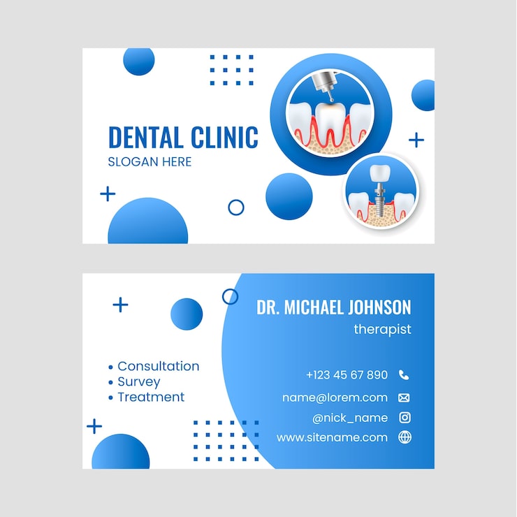 Miễn phí Vector danh thiếp ngang phòng khám nha khoa hình học chân thực