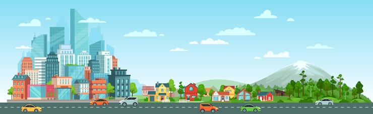 Miễn phí Vector đường đô thị với cảnh quan xe hơi