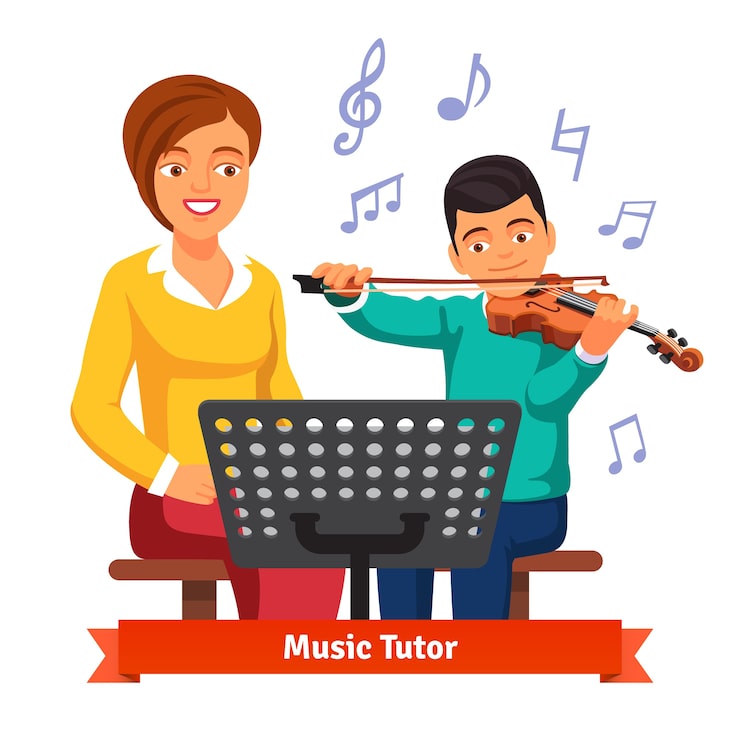 Miễn phí Vector gia sư âm nhạc dạy kèm bé trai học vĩ cầm