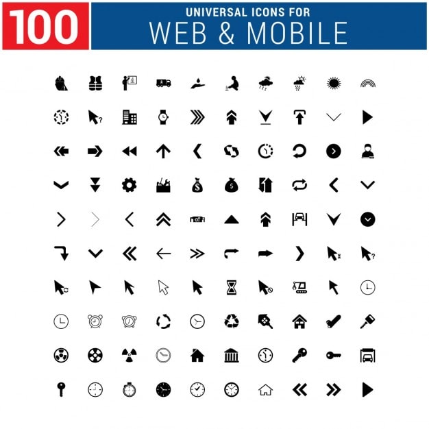 Miễn phí Vector gói 100 biểu tượng web