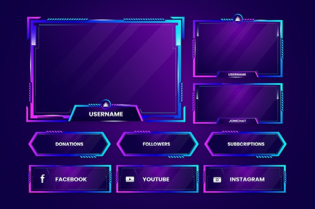 Miễn phí Vector gói các panel twitch màu gradient