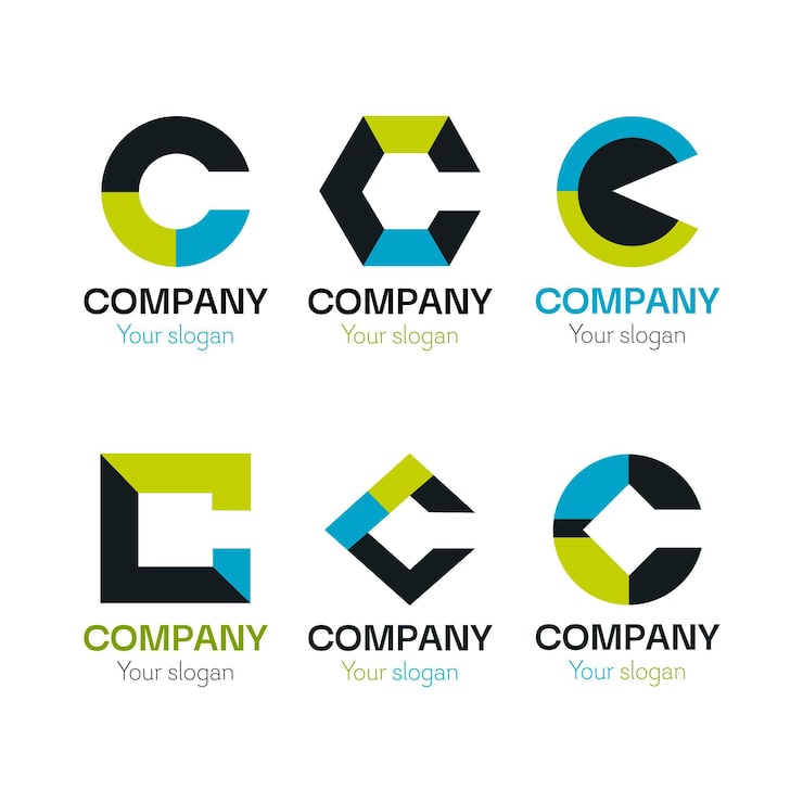 Miễn phí Vector gói mẫu logo chữ c thiết kế phẳng