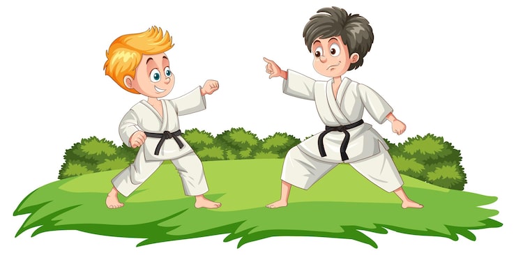 Miễn phí Vector hai cậu bé tập judo