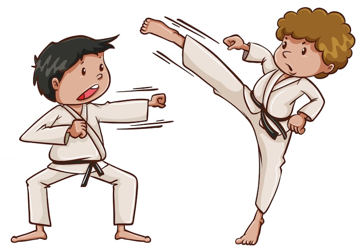 Miễn phí Vector hai đứa trẻ chơi karate