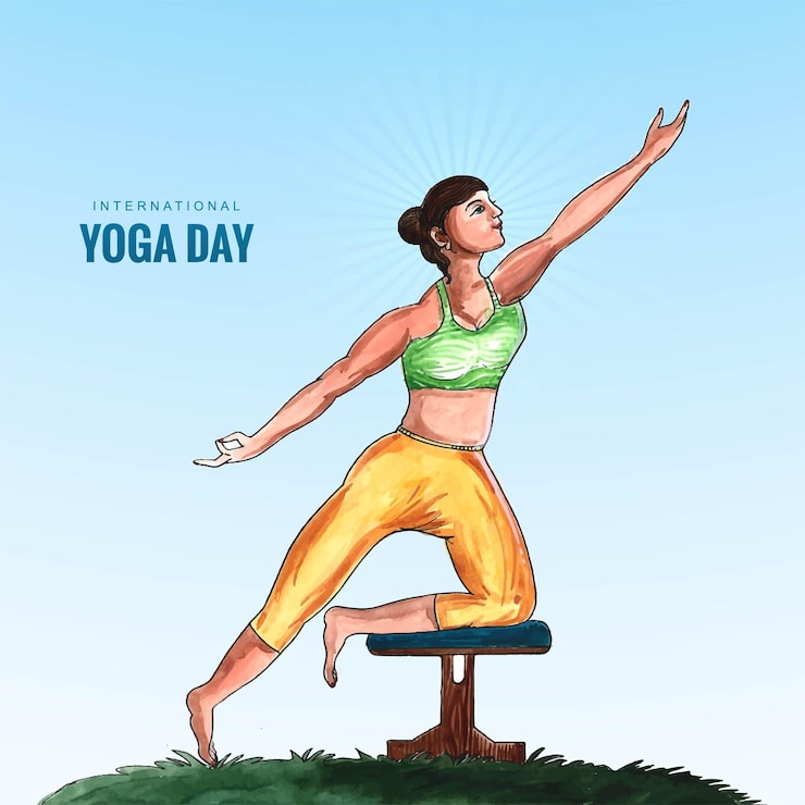 Miễn phí Vector hình ảnh minh họa ngày yoga quốc tế với thiết kế người phụ nữ đang tập yoga