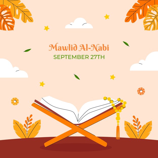 Miễn phí Vector hình ảnh minh họa phẳng cho mawlid al-nabi
