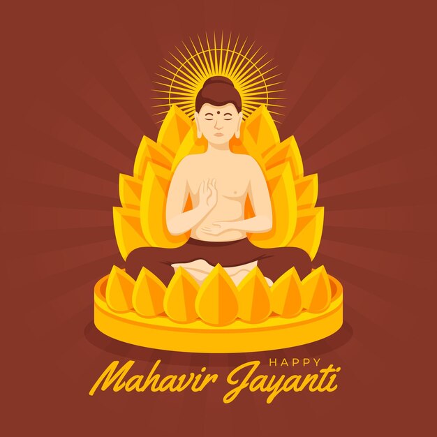 Miễn phí Vector hình minh họa chi tiết về mahavir jayanti
