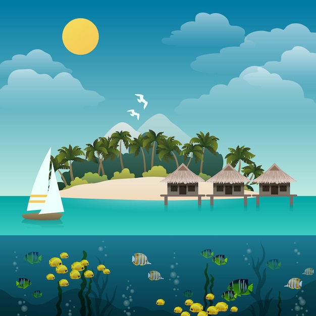 Miễn phí Vector hình minh họa đảo nhiệt đới