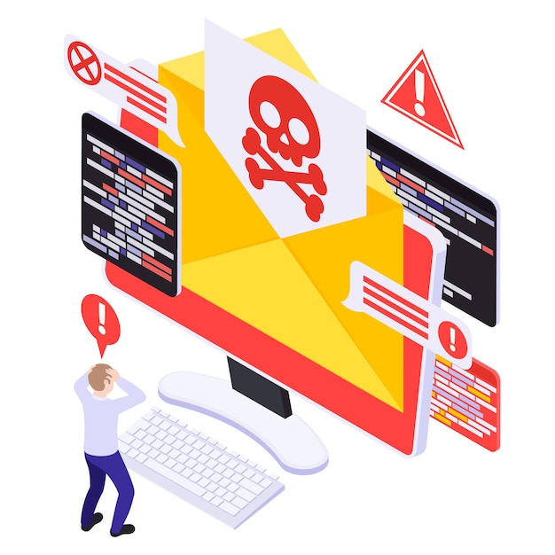 Miễn phí Vector hình minh họa isometric an ninh mạng