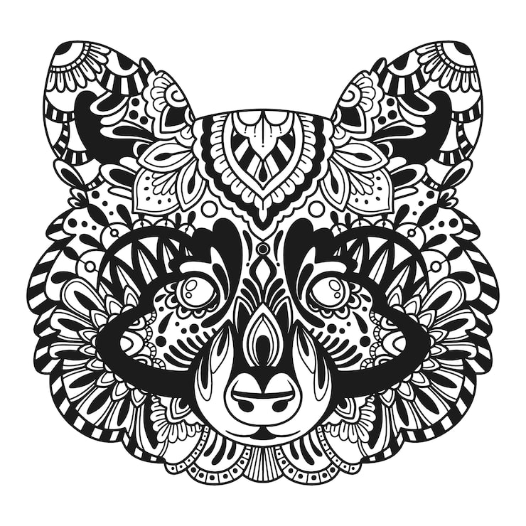 Miễn phí Vector hình minh họa mandala gấu vẽ tay