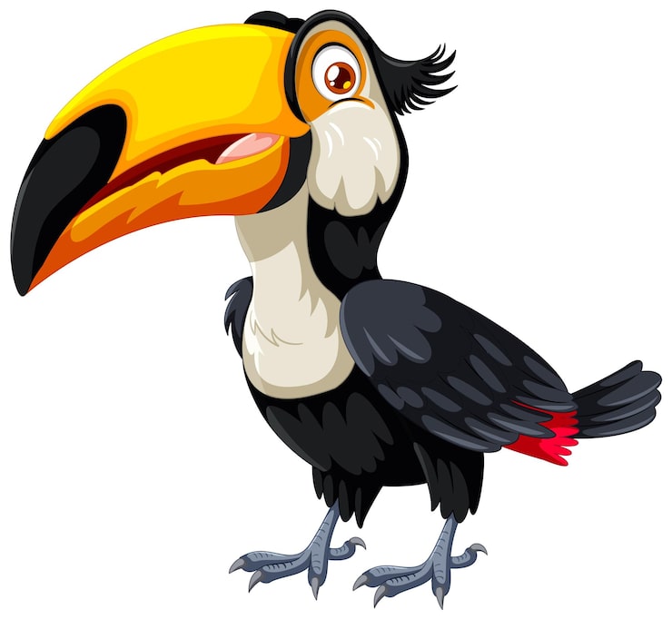 Miễn phí Vector hình minh họa phim hoạt hình toucan đầy màu sắc
