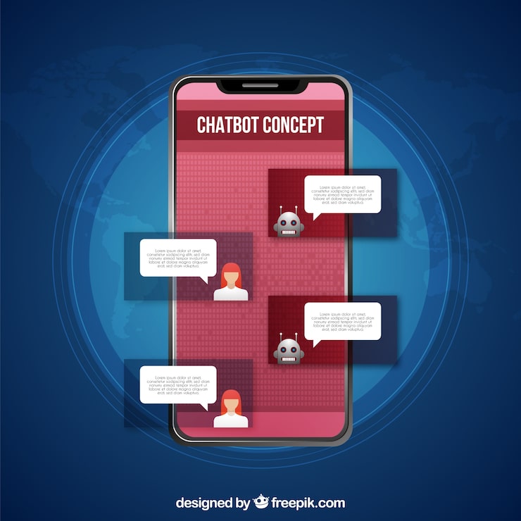 Miễn phí Vector hình nền ý tưởng chatbot theo phong cách hiện thực