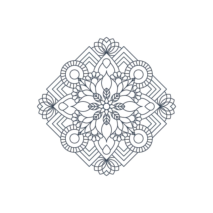 Miễn phí Vector hình nghệ thuật đường nét mandala trang trí trừu tượng trên nền trắng