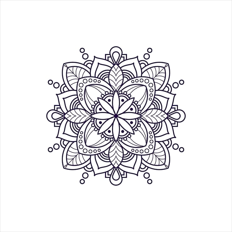 Miễn phí Vector hình nghệ thuật đường nét mandala trang trí trừu tượng trên nền trắng
