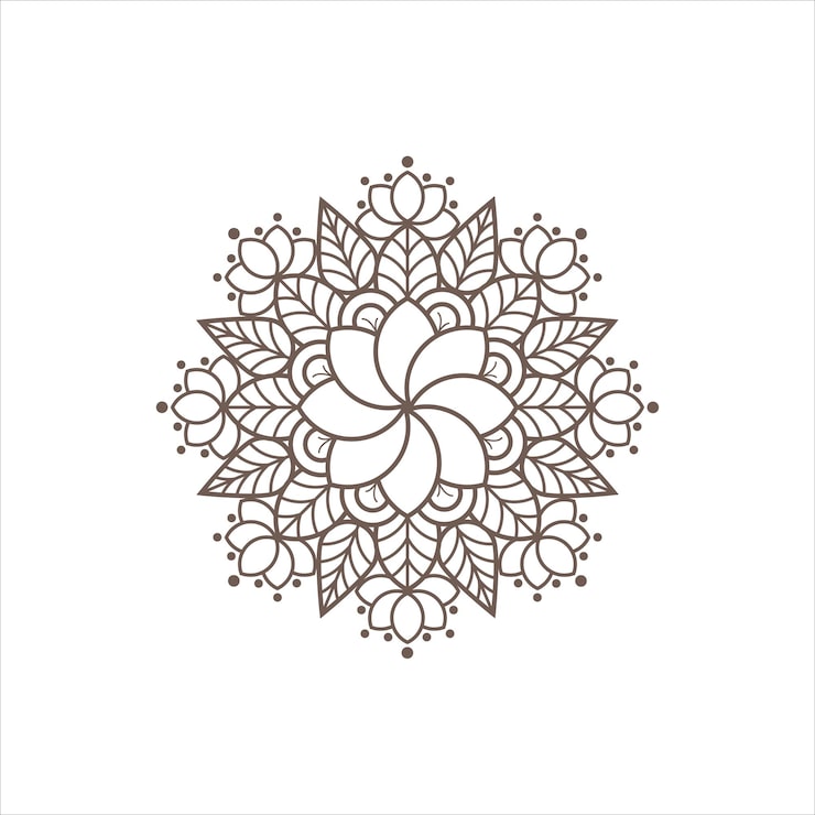 Miễn phí Vector hình nghệ thuật đường nét mandala trang trí trừu tượng trên nền trắng