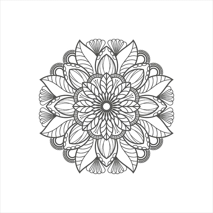 Miễn phí Vector hình nghệ thuật đường nét mandala trang trí trừu tượng trên nền trắng