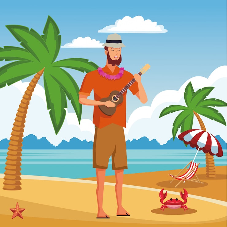 Miễn phí Vector hoạt hình chàng trai trẻ trong mùa hè