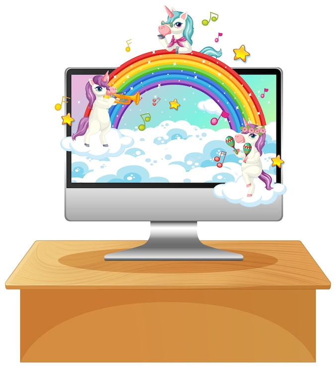 Miễn phí Vector kỳ lân trên máy tính xách tay