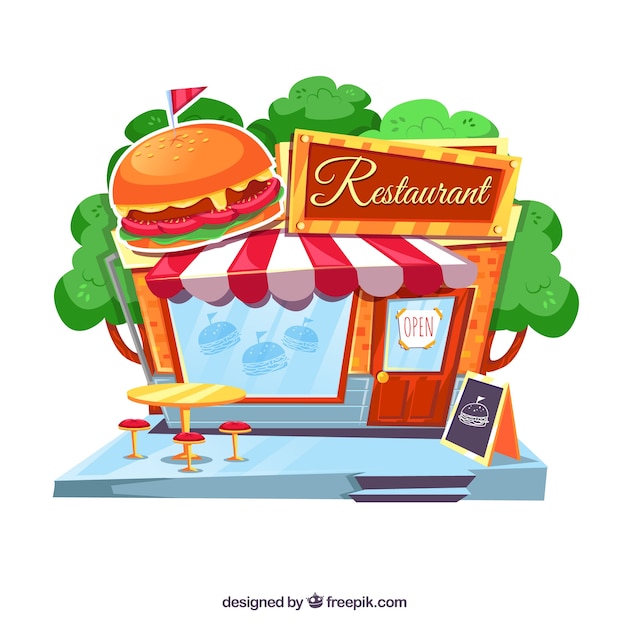 Miễn phí Vector mặt tiền hamburger retro dễ thương