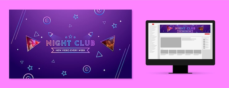 Miễn phí Vector mẫu ảnh bìa kênh youtube câu lạc bộ đêm gradient