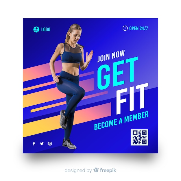 Miễn phí Vector mẫu banner thể thao có ảnh
