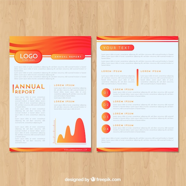 Miễn phí Vector mẫu bìa báo cáo thường niên màu đỏ gradient