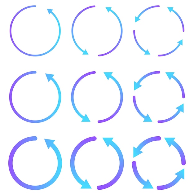 Miễn phí Vector màu gradient bộ mũi tên đồng bộ hóa doodle